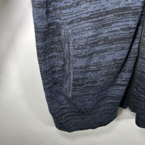 Kenneth Cole Full Zip Cardigan Sweater Mens Large Navy Heathered Chunky Knit - Picture 5 of 13